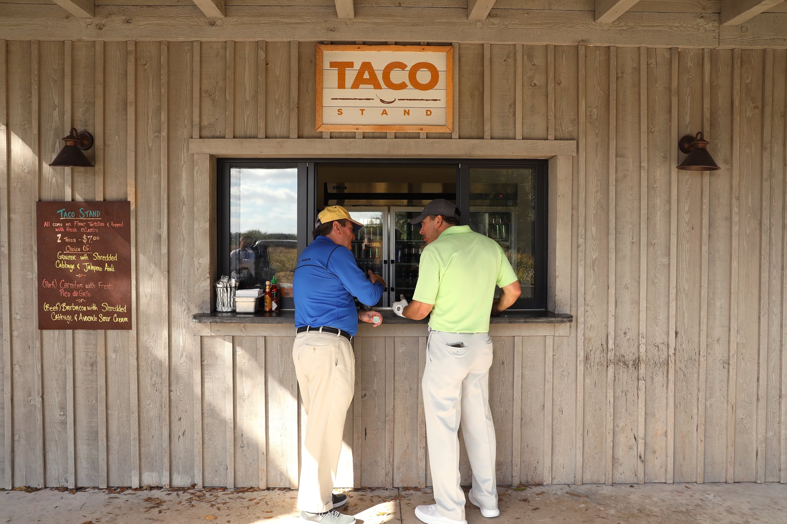 Guests take a break from golfing Streamsong Blue to eat at the Taco stand