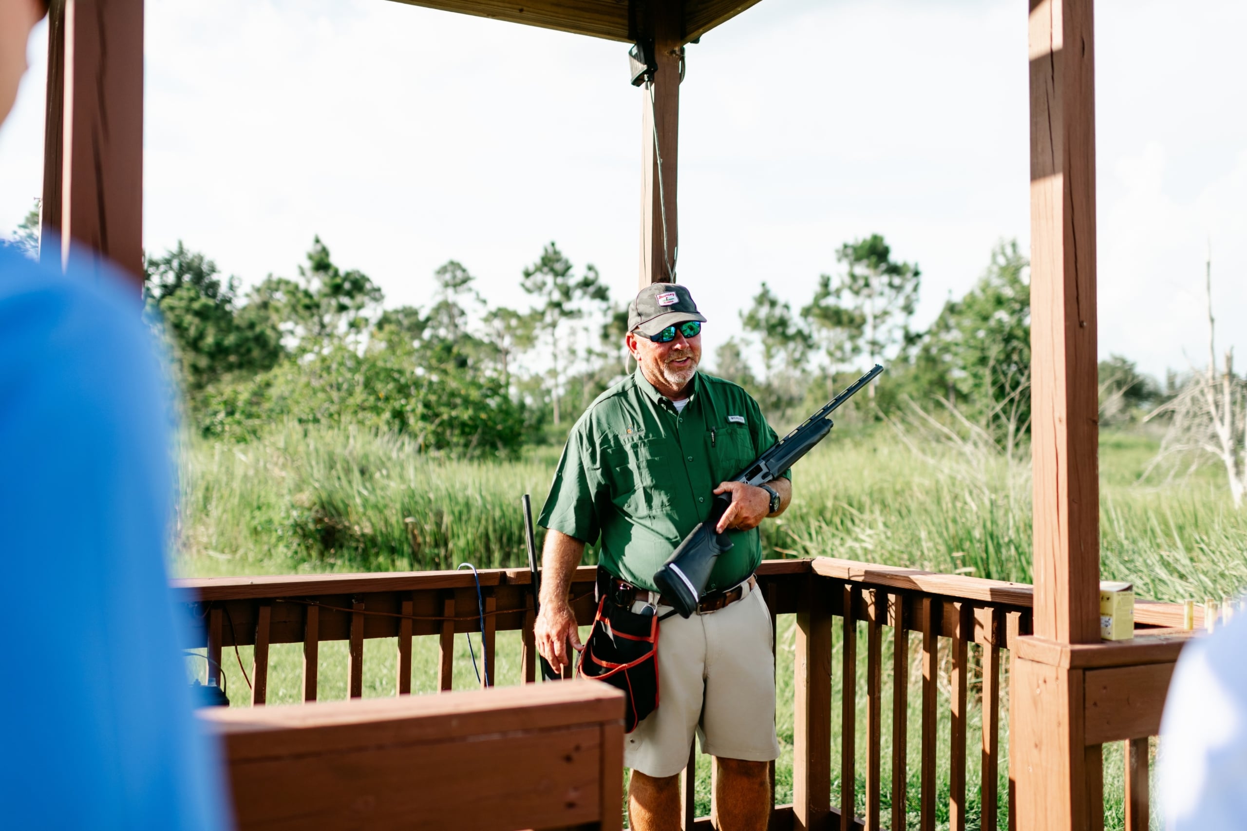 A man leading a sporting clays demonstration at Streamsong
