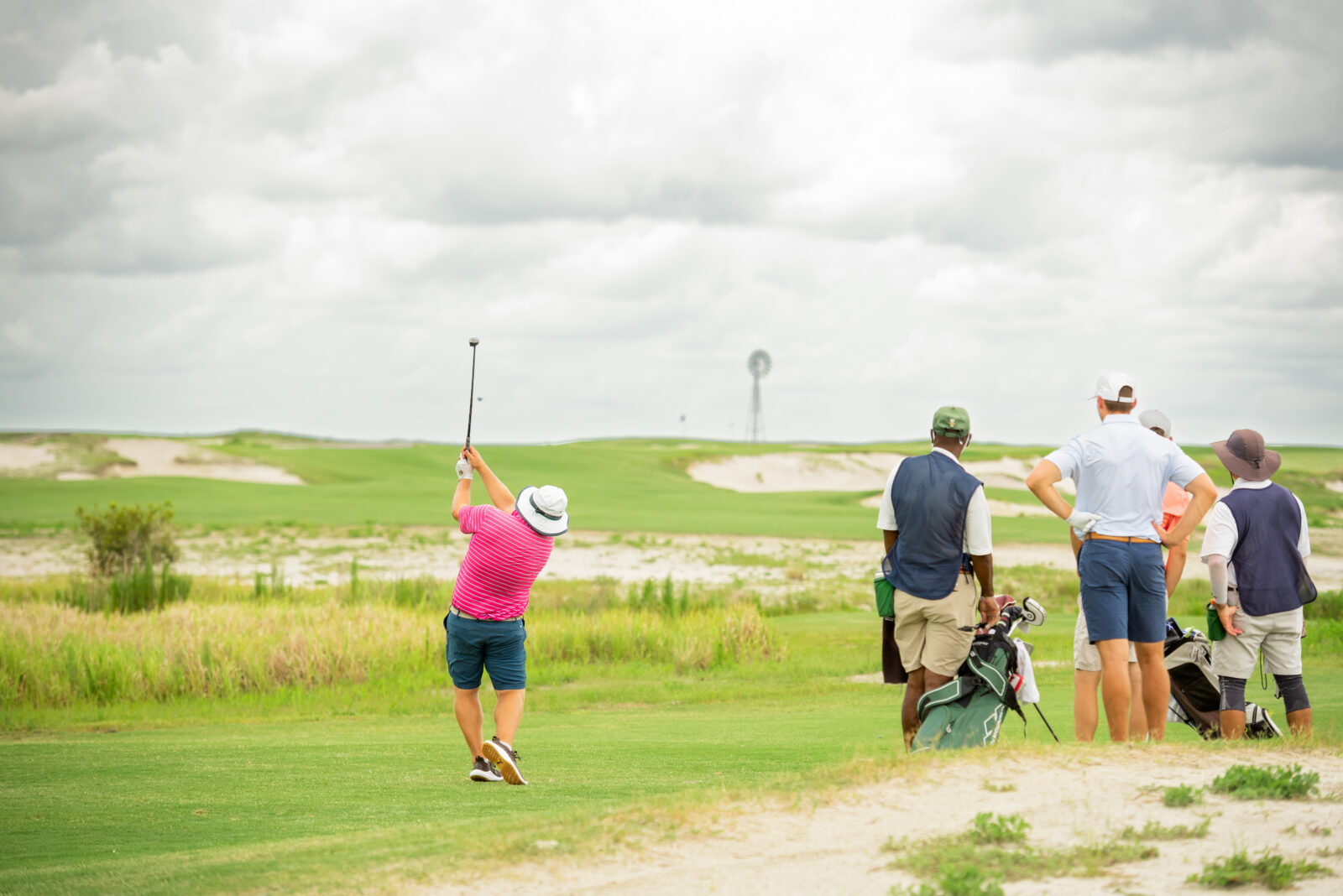 Golfer after making a putt